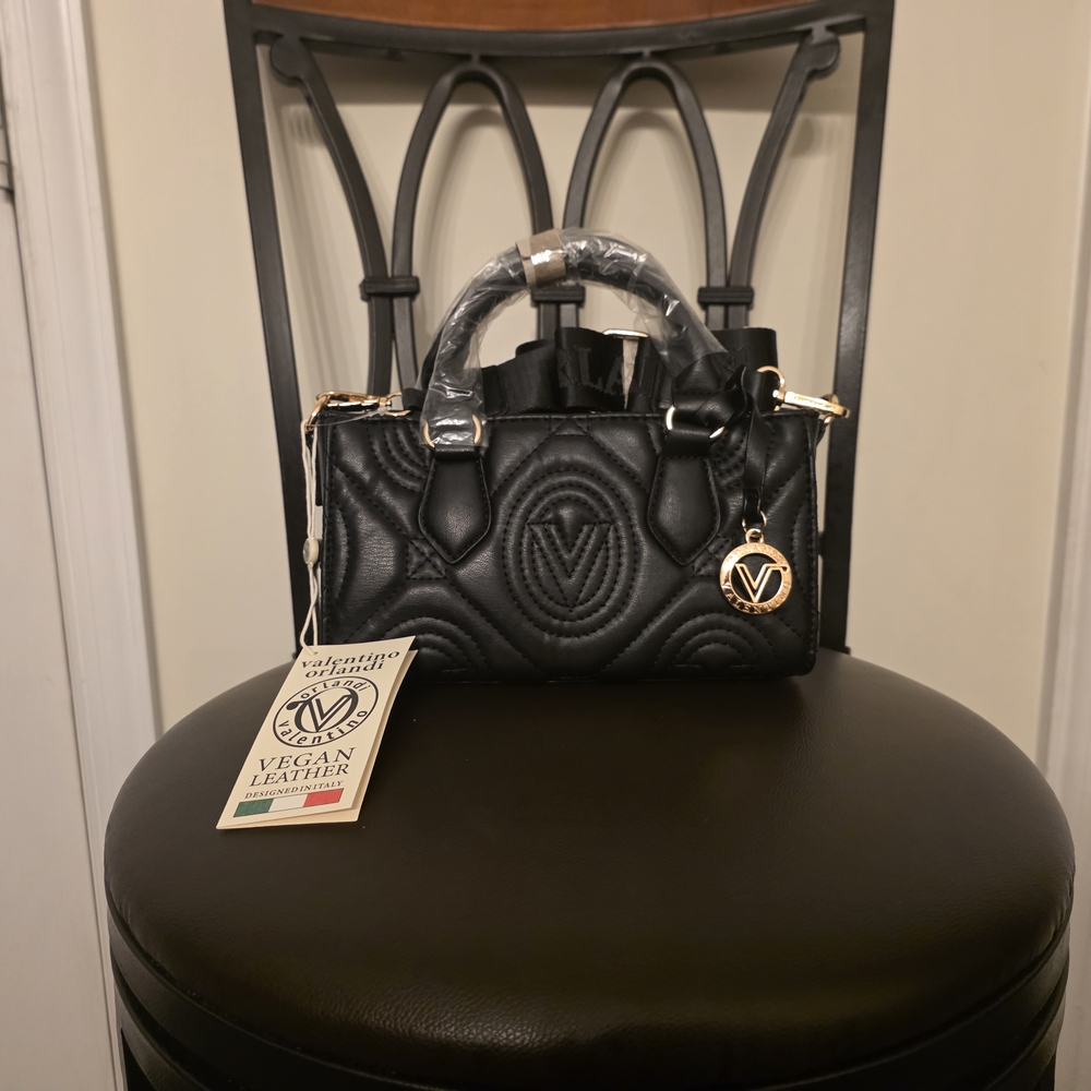 Valentino Orlandi Black Quilted Crossbody Bag
